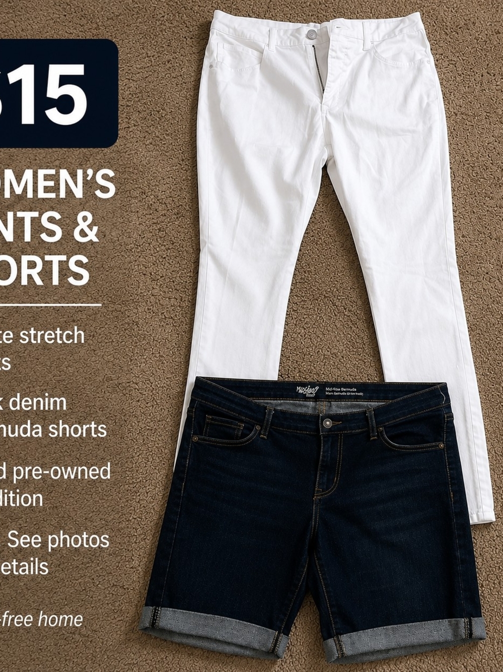 WOMEN'S White Stretch Pants by Unknown Brand